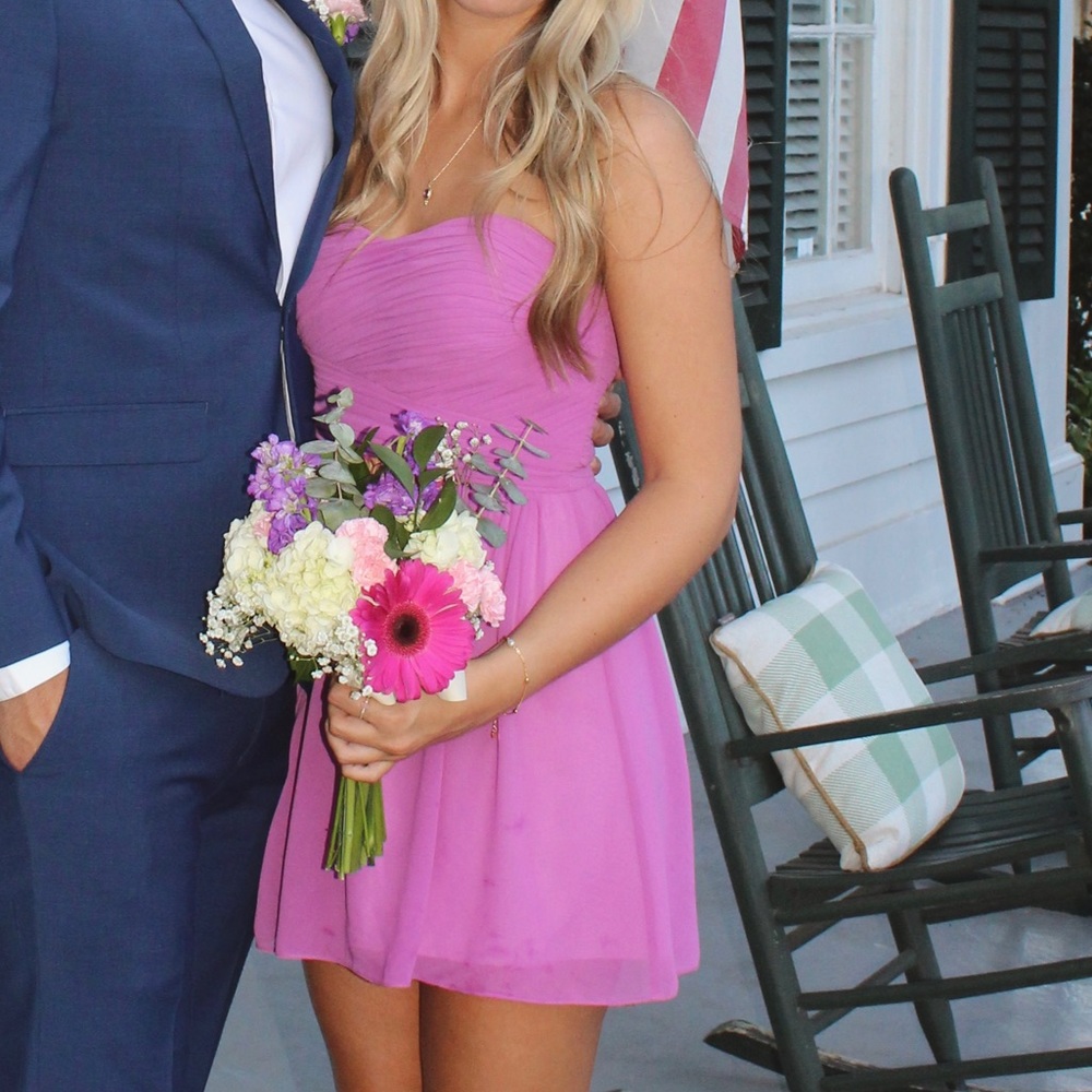 Donna Morgan Strapless Purple mini dress